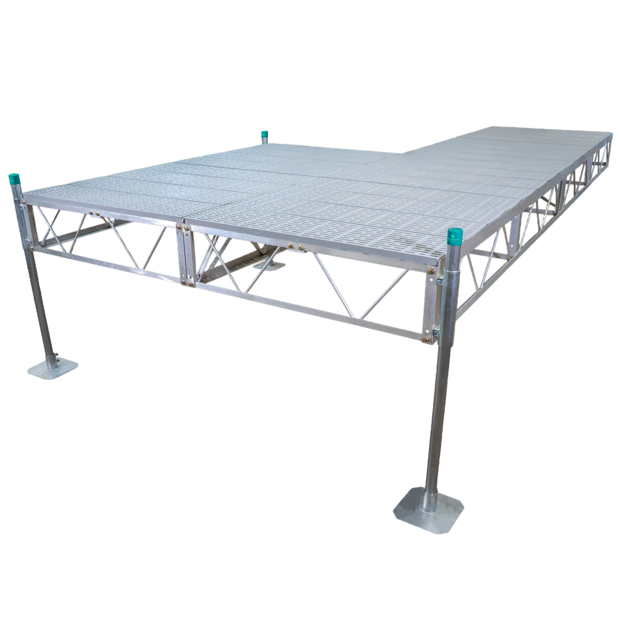 Patriot Docks 16' Patio Stationary Pipe Dock with Gray Poly Decking